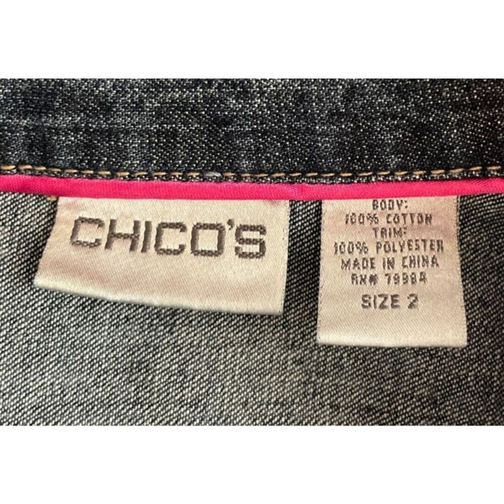 CHICOS Womens Snap Denim JACKET Long Sleeve BLUE Size 2 (L/12) - Picture 5 of 5